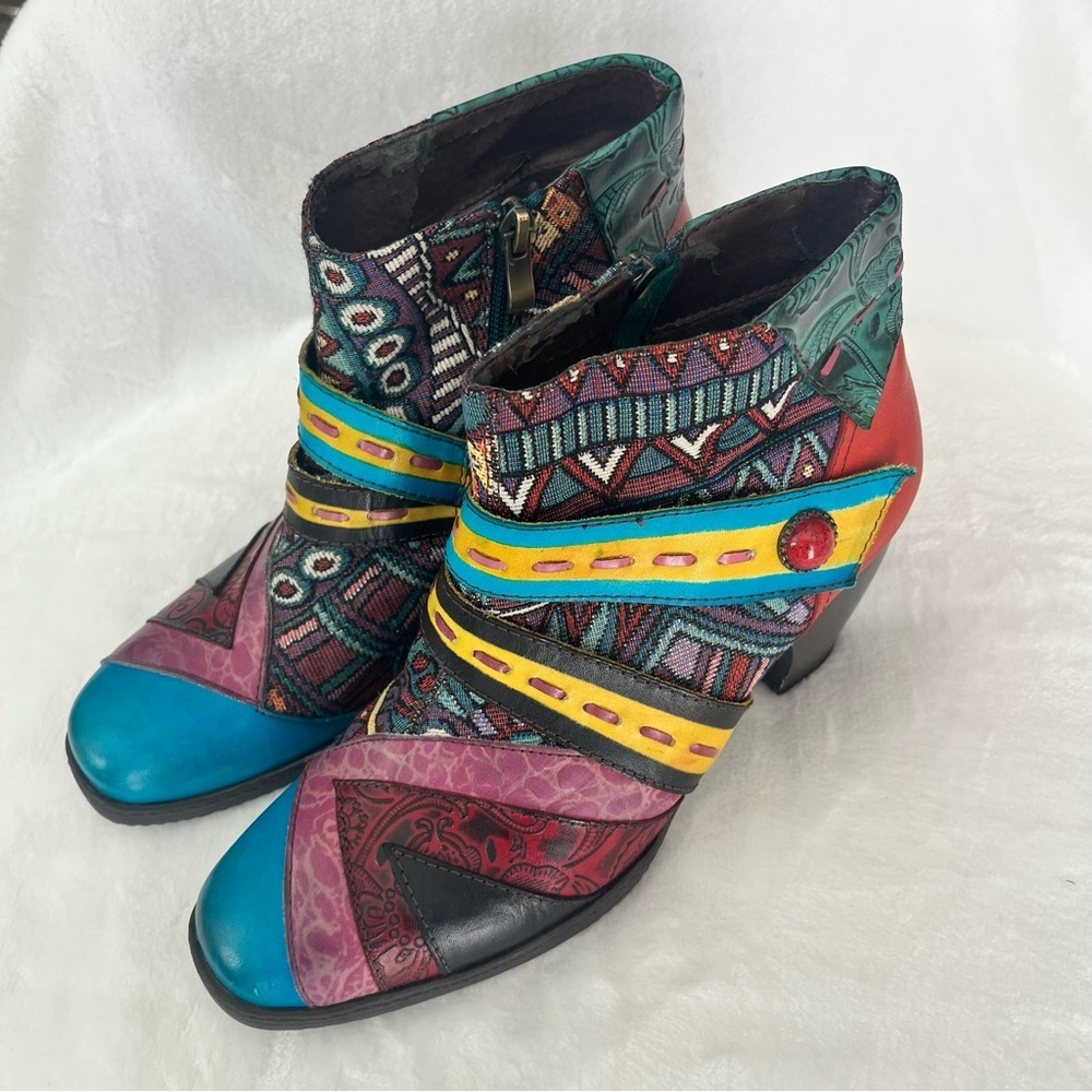 Socofy Women Multicolor Ankle Boots Size 9.5/41
